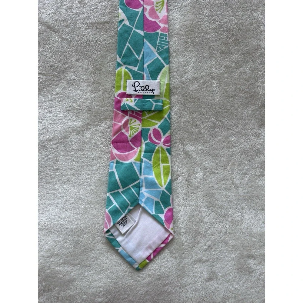 Lilly Pulitzer Necktie Mens Colorful Print Mosaic Pastel Colors